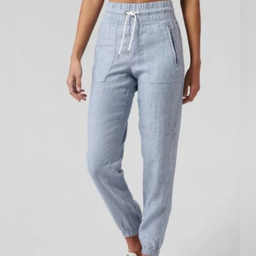 Athleta Cabo Linen Jogger Chambray Blue SZ 6‎